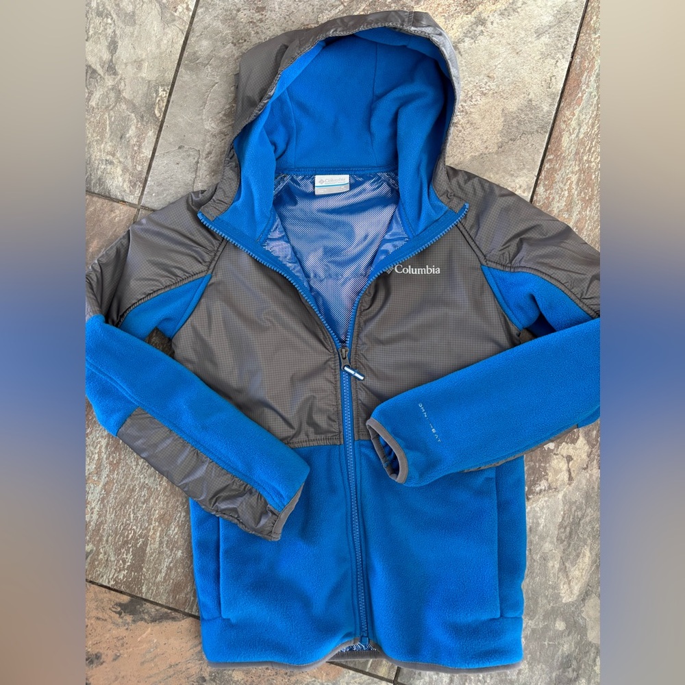 Columbia Youth Medium Blue and Gray Hooded Jacket
